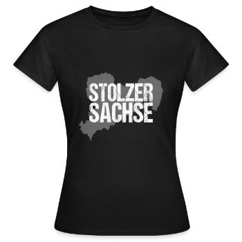 Stolzer Sachse Ostdeutschland Sachsen Ossi - Frauen T-Shirt - Schwarz - Vorne - AI Model Female 172 dark (172cm)