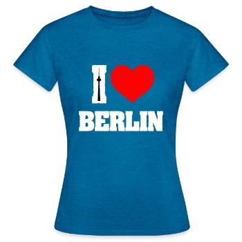 I love Berlin Hauptstadt Deutschland Weltstadt - Frauen T-Shirt - Antikblaues Saphir meliert - Vorne - AI Model Female 172 dark (172cm)