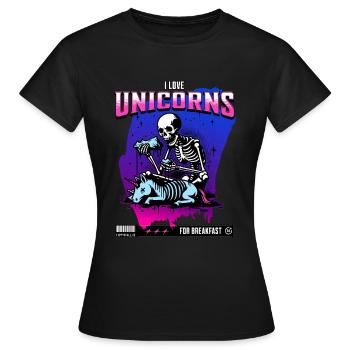 Anti-Unicorn Skull // Ich liebe Einhörner FS0231 - Frauen T-Shirt - Schwarz - Vorne - AI Model Female 172 dark (172cm)