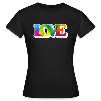 LOVE STATEMENT BUNT GROOVY - Frauen T-Shirt - Schwarz - Vorne - AI Model Female 172 dark (172cm)