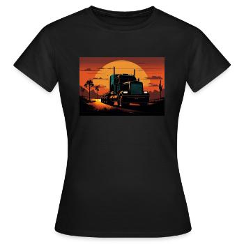Un dernier rayon de soleil sur la route - T-shirt Femme - noir - Devant - AI Model Female 172 dark (172cm)