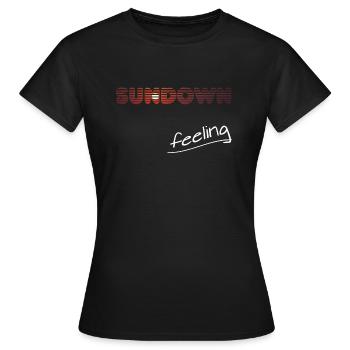 sundown feeling, Sonnenuntergang, sun, Sonne - Frauen T-Shirt - Schwarz - Vorne - AI Model Female 172 dark (172cm)