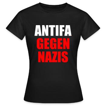 Antifa contre les nazis - T-shirt Femme - noir - Devant - AI Model Female 172 dark (172cm)