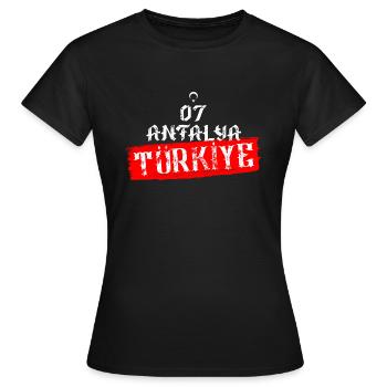 07 Antalya Türkiye - Frauen T-Shirt - Schwarz - Vorne - AI Model Female 172 dark (172cm)