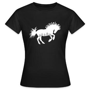 Pferd, wild, weiss, Mähne, Schweif, Ornamente - Frauen T-Shirt - Schwarz - Vorne - AI Model Female 172 dark (172cm)