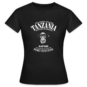 Tanzanie - Chimpanzés - T-shirt Femme - noir - Devant - AI Model Female 172 dark (172cm)