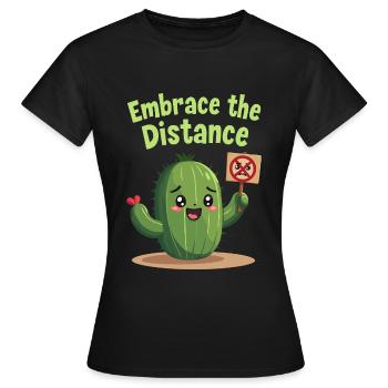 Funny Cactus Distance Design - Women's T-Shirt - black - Front - AI Model Female 172 dark (172cm)