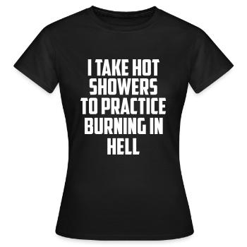 Je prends des douches citation drôle - T-shirt Femme - noir - Devant - AI Model Female 172 dark (172cm)