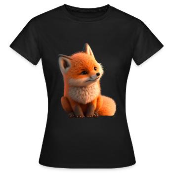 Renard assis - T-shirt Femme - noir - Devant - AI Model Female 172 dark (172cm)