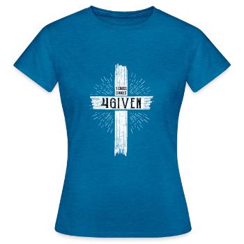 1 Cross 3 Nails 4 Given Christen - Women's T-Shirt - antique blue sapphire heather - Front - AI Model Female 172 dark (172cm)