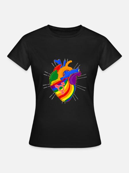 LGBT Regenbogen Herz - Frauen T-Shirt - Schwarz