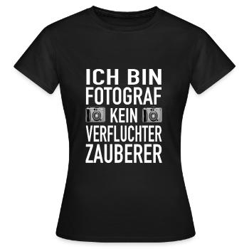 Fotograf Zauberer Fotografie Spiegelreflexkamera - Frauen T-Shirt - Schwarz - Vorne - AI Model Female 172 dark (172cm)
