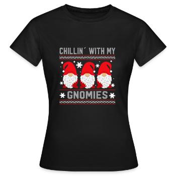 Avec mes gnomes traîner chillin avec mes gnomes - T-shirt Femme - noir - Devant - AI Model Female 172 dark (172cm)