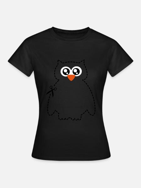 Cute scissors owl - Frauen T-Shirt - Schwarz
