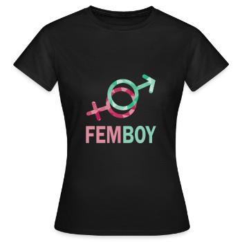 Femboy Feminine Boy Crossdressing - Frauen T-Shirt - Schwarz - Vorne - AI Model Female 172 dark (172cm)