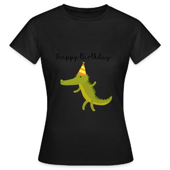 Crocodile birthday - Women's T-Shirt - black - Front - AI Model Female 172 dark (172cm)