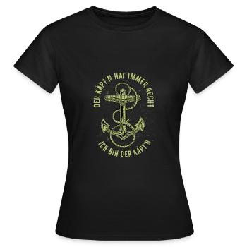 Der Käpt'n hat immer Recht - Ich bin der Käpt'n - Frauen T-Shirt - Schwarz - Vorne - AI Model Female 172 dark (172cm)