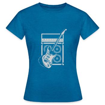 Verstärker und E Gitarre Spieler Gitarrist - Frauen T-Shirt - Antikblaues Saphir meliert - Vorne - AI Model Female 172 dark (172cm)