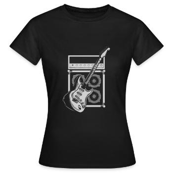 Amplificateur et guitare E joueur guitariste - T-shirt Femme - noir - Devant - AI Model Female 172 dark (172cm)