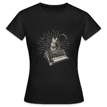 Modular Synthesizer Analog Moon Techno Acid Cat - Women's T-Shirt - black - Front - AI Model Female 172 dark (172cm)