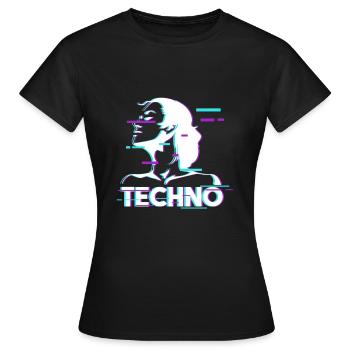 Techno Bass Electro Dance Music Raver - Women's T-Shirt - black - Front - AI Model Female 172 dark (172cm)