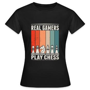 Rétro jeu d’échecs jeu d’échecs jeu d’échecs - T-shirt Femme - noir - Devant - AI Model Female 172 dark (172cm)
