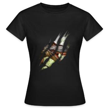 Trex Dinosaurier Zerrissene Klaue Dino - Frauen T-Shirt - Schwarz - Vorne - AI Model Female 172 dark (172cm)
