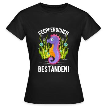 Hippocampe insigne de natation réussi - T-shirt Femme - noir - Devant - AI Model Female 172 dark (172cm)