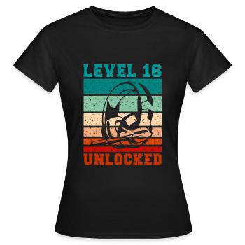 Niveau 16 casque déverrouillé pour les citations de joueurs - T-shirt Femme - noir - Devant - AI Model Female 172 dark (172cm)