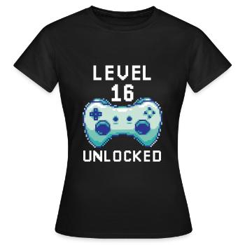 Niveau 16 casque déverrouillé pour les citations de joueurs - T-shirt Femme - noir - Devant - AI Model Female 172 dark (172cm)