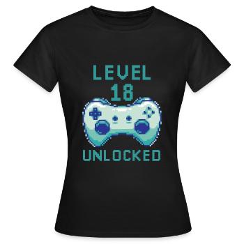 Niveau 18 casque déverrouillé pour les citations de joueurs - T-shirt Femme - noir - Devant - AI Model Female 172 dark (172cm)