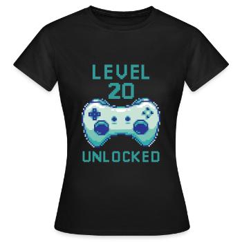 Niveau 20 casque déverrouillé pour les citations de joueurs - T-shirt Femme - noir - Devant - AI Model Female 172 dark (172cm)
