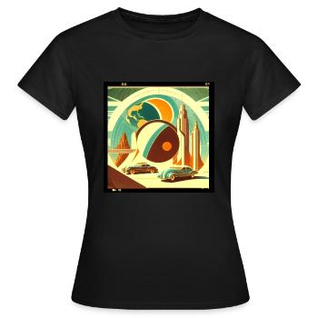 Planète rétro imaginaire - T-shirt Femme - noir - Devant - AI Model Female 172 dark (172cm)