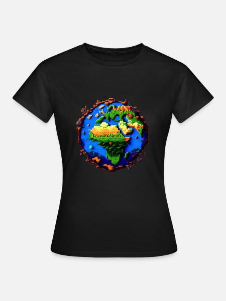 Pixel Earth - T-shirt Femme - noir
