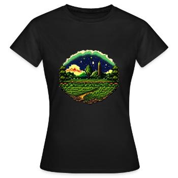 Verpixeltes Feld - Frauen T-Shirt - Schwarz - Vorne - AI Model Female 172 dark (172cm)