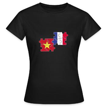 Vietnam France Drapeau Français Vietnamien - T-shirt Femme - noir - Devant - AI Model Female 172 dark (172cm)