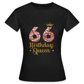 66e anniversaire Reine 66 ans Soixante-six ans - T-shirt Femme - noir - Devant - AI Model Female 172 dark (172cm)