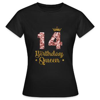 14th birthday Queen 14 years Fourteen - Women's T-Shirt - black - Front - AI Model Female 172 dark (172cm)