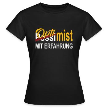 Optimist mit Erfahrung Geschenk - Frauen T-Shirt - Schwarz - Vorne - AI Model Female 172 dark (172cm)