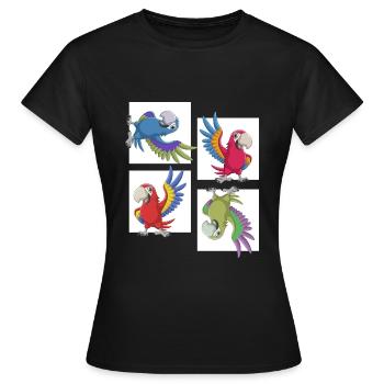 sprechender Papagei zeigt buntes Federkleid - Frauen T-Shirt - Schwarz - Vorne - AI Model Female 172 dark (172cm)