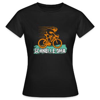 Schnelle Oma Großmutter fährt Fahrrad Rennrad - Frauen T-Shirt - Schwarz - Vorne - AI Model Female 172 dark (172cm)
