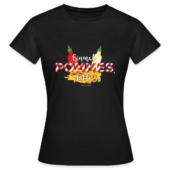 Pommes Schranke T-Shirt Design - Frauen T-Shirt - Schwarz - Vorne - AI Model Female 172 dark (172cm)