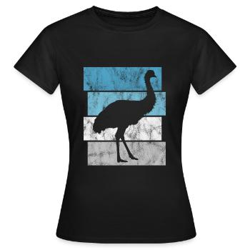 Laufvogel Dromaius Retro Strauß Emu Australien - Frauen T-Shirt - Schwarz - Vorne - AI Model Female 172 dark (172cm)