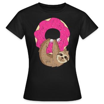 Donut sloth chilling out - Women's T-Shirt - black - Front - AI Model Female 172 dark (172cm)