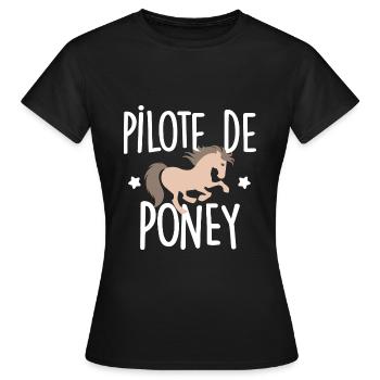 Pilote de Poney - T-shirt Femme - noir - Devant - AI Model Female 172 dark (172cm)