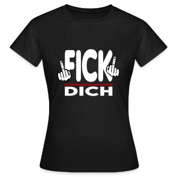 Fick Dich Mittelfinger Fuck Off Sprüche - Frauen T-Shirt - Schwarz - Vorne - AI Model Female 172 dark (172cm)