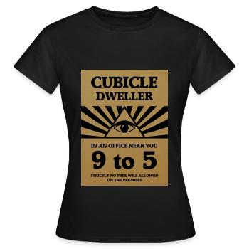 Kabinenbewohner | Lustiger Büro-Humor - Frauen T-Shirt - Schwarz - Vorne - AI Model Female 172 dark (172cm)