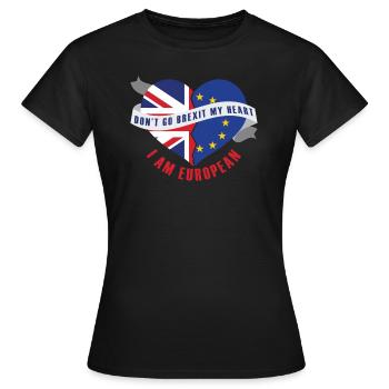 Brexit My Heart Funny T-Shirt - Women's T-Shirt - black - Front - AI Model Female 172 dark (172cm)