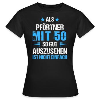 With 50 handsome doorman - Women's T-Shirt - black - Front - AI Model Female 172 dark (172cm)