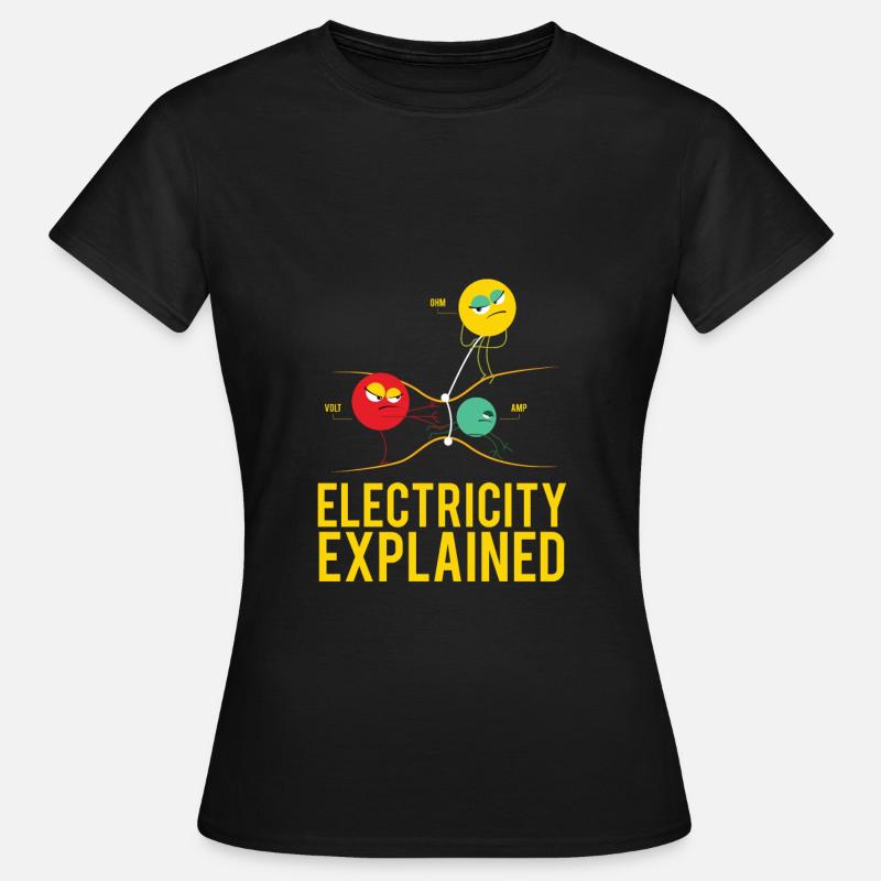 Electricity Explained Physique | Funny professeur nerd - T-shirt Femme - noir